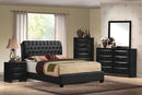 Beds King Bed Frame - 90" X 79" X 49" Black Pu Button Tufted King Bed HomeRoots