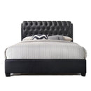 Beds King Bed Frame - 90" X 79" X 49" Black Pu Button Tufted King Bed HomeRoots