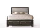 Beds King Bed with Storage - 87" X 79" X 52" Gray Fabric And Antique Gray Eastern King Storage Bed HomeRoots