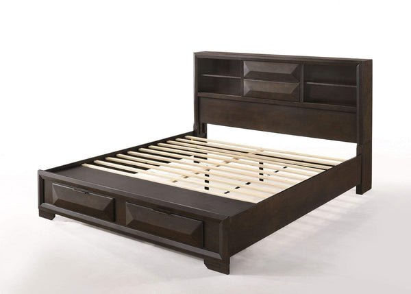 Beds King Bed with Storage - 91" X 79" X 53" Espresso Eastern King Storage Bed HomeRoots