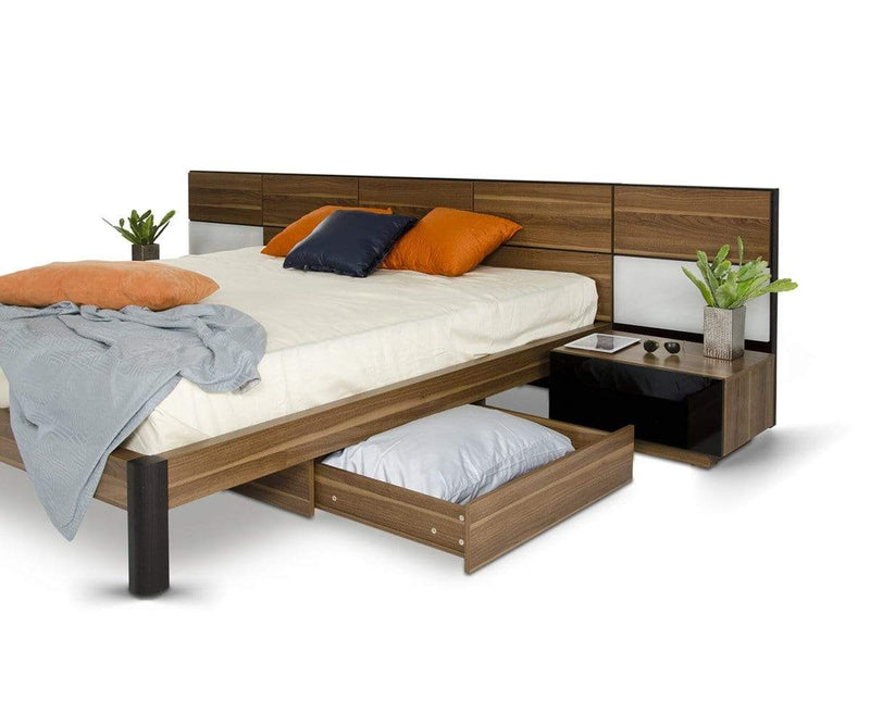 Beds King Size Bed - 35" Veneer and MDF King Bed with Nightstands HomeRoots