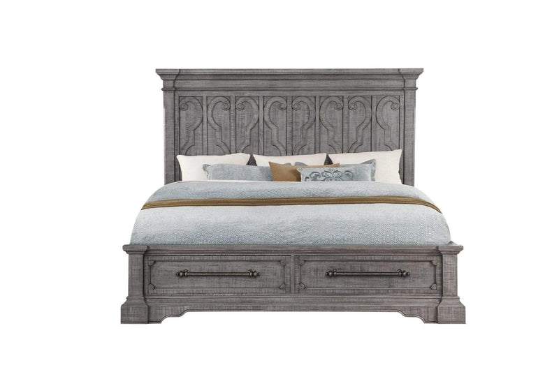 Beds King Size Bed - 85" X 91" X 68" Salvaged Natural Wood Eastern King Bed w/Storage HomeRoots