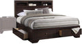 Beds King Size Bed - 87" X 79" X 48" Espresso Rubber Wood King Bed With Storage HomeRoots