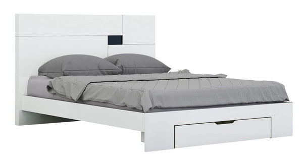 Beds King Size Bed Frame - 79'' X 80'' X 43'' Modern Eastern King White High Gloss Bed HomeRoots