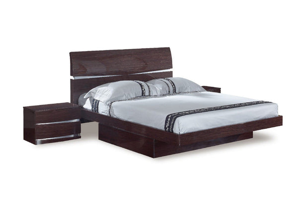 Beds King Size Bed Frame - 85'' X 72'' X 42.5'' Modern California King Wenge High Gloss Bed HomeRoots