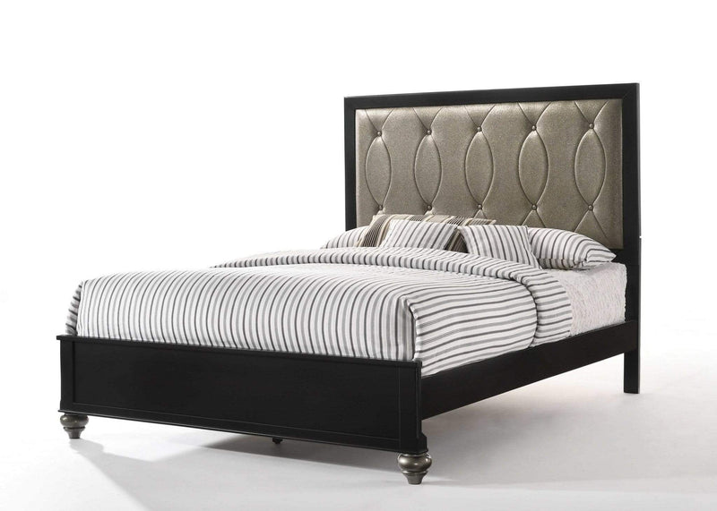 Beds King Size Bed Frame - 89" X 80" X 58" Copper Leatherette And Black Eastern King Bed HomeRoots