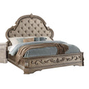 Beds King Size Bed Frame - 90" X 84" X 76" PU Antique Champagne Eastern King Bed HomeRoots