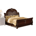 Beds King Size Bed Set - 80" X 102" X 73" Espresso PU Cherry Wood Upholstery California King Bed HomeRoots