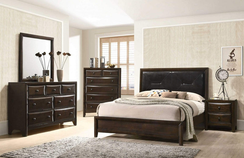 Beds King Size Bed Set - 80" X 83" X 52" Black PU Walnut Wood Upholstered (HB) King Bed HomeRoots