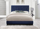 Beds King Size Bed Set - 80" X 86" X 50" Dark Blue Velvet Upholstered (Bed) Wood Leg Eastern King Bed HomeRoots