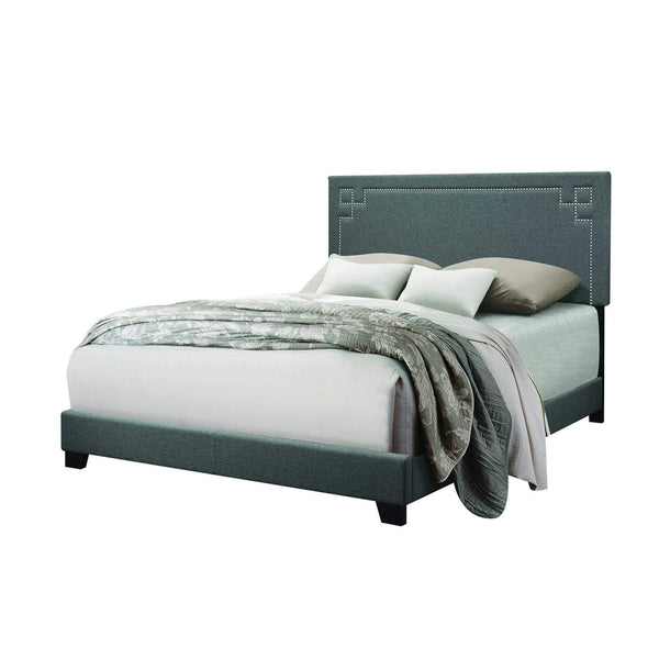 Beds King Size Bed Set - 80" X 86" X 50" Gray Fabric Upholstered (Bed) Wood Leg Eastern King Bed HomeRoots