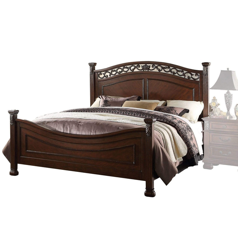 Beds King Size Bed Set - 81" X 90" X 59" Dark Walnut Wood Eastern King Bed HomeRoots