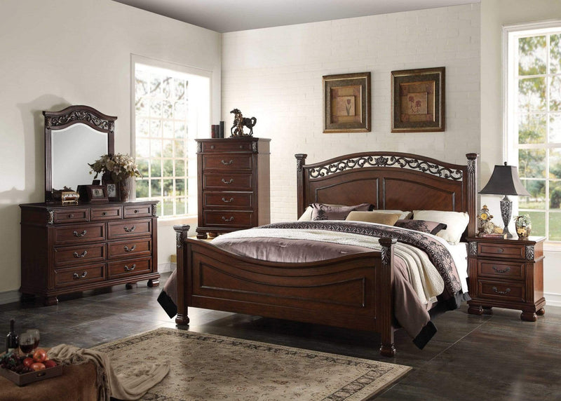 Beds King Size Bed Set - 81" X 90" X 59" Dark Walnut Wood Eastern King Bed HomeRoots