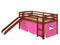 Beds Loft Bed - 41" X 81" X 46" Chocolate Solid Pine Pink Tent Loft Bed with Slide and Ladder HomeRoots