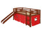 Beds Loft Bed - 41" X 81" X 46" Chocolate Solid Pine Red Tent Loft Bed with Slide and Ladder HomeRoots