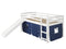 Beds Loft Bed - 41" X 81" X 46" White Solid Pine Blue Tent Loft Bed with Slide and Ladder HomeRoots