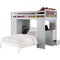 Beds Loft Bed - 79" X 42" X 66" White Solid Wood Loft Bed And Bookshelf Ladder HomeRoots