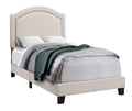 Beds Queen Bed - 43" x 80'.25" x 51'.5" Beige, Foam, Solid Wood, Linen - Twin Size Bed HomeRoots