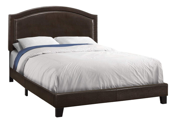 Beds Queen Bed - 64'.5" x 85'.75" x 51'.5" Brown, Foam, Solid Wood, Leather-Look - Queen Size Bed HomeRoots