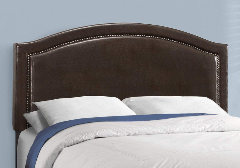 Beds Queen Bed - 64'.5" x 85'.75" x 51'.5" Brown, Foam, Solid Wood, Leather-Look - Queen Size Bed HomeRoots