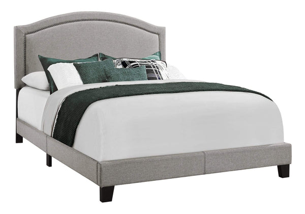 Beds Queen Bed - 64'.5" x 85'.75" x 51'.5" Grey, Foam, Solid Wood, Linen - Queen Size Bed HomeRoots