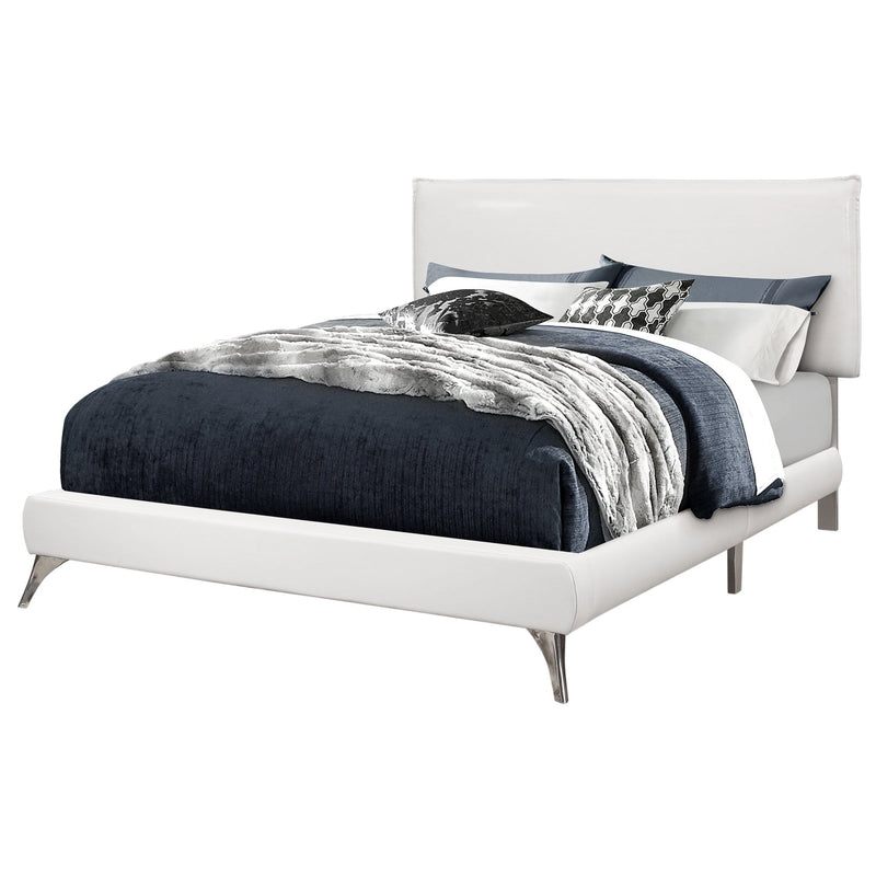 Beds Queen Bed - 70'.25" x 87'.25" x 47'.25" White, Foam, Solid Wood, Leather-Look - Queen Size Bed HomeRoots