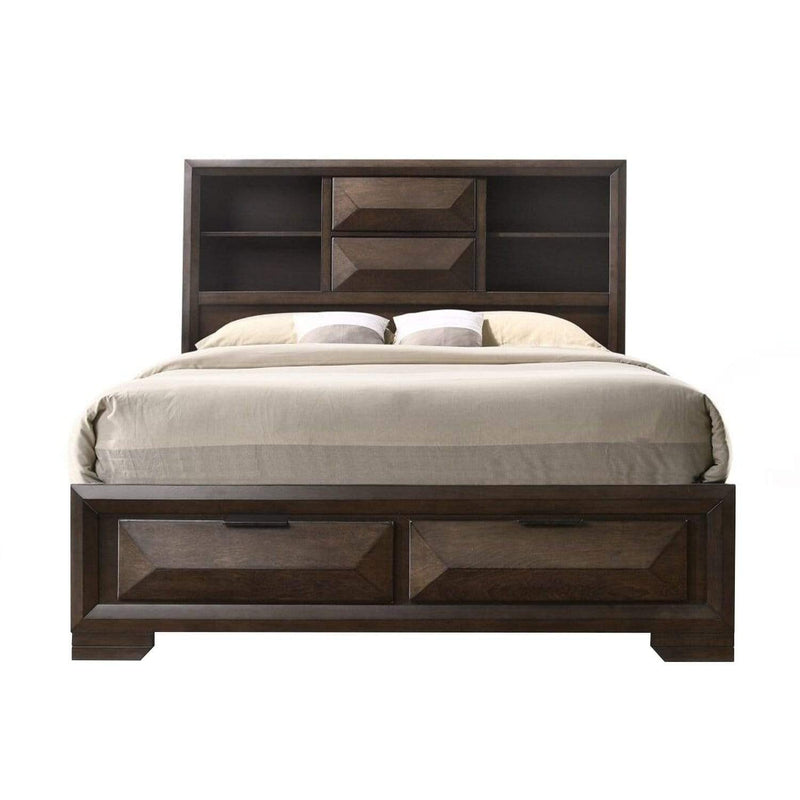 Beds Queen Bed - 91" X 63" X 53" Espresso Rubber Wood Queen Storage Bed HomeRoots