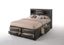 Beds Queen Bed - 91" X 63" X 56" Gray Oak Rubber Wood Queen Storage Bed HomeRoots