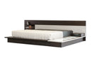 Beds Queen Bed Frame - 34" Brown Oak and Grey Veneer Platform Queen Bed with Lights HomeRoots