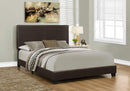 Beds Queen Bed Frame - 45.75" Solid Wood, MDF, and Foam Queen Size Bed with Leather Look HomeRoots