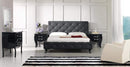 Beds Queen Bed Frame - 48" Black Leatherette and MDF Queen Bed with Crystals HomeRoots