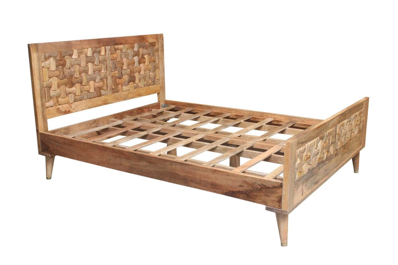 Beds Queen Bed Frame - 62" X 82" X 42" Honey Wood Queen Size Bed HomeRoots