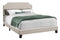 Beds Queen Bed Frame - 64'.25" x 85'.25" x 45'.5" Beige, Foam, Solid Wood, Linen - Queen Size Bed with a Brass Trim HomeRoots