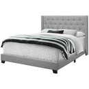 Beds Queen Bed Frame - 66'.5" x 87'.5" x 49'.75" Grey, Foam, Solid Wood, Linen - Queen Size Bed With A Chrome Trim HomeRoots