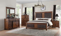 Beds Queen Bed Frame - 66" X 89" X 68" Brown Fabric Cherry Oak Wood Upholstered (HB/FB) Queen Bed HomeRoots