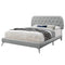 Beds Queen Bed Frame - 70'.5" x 87'.25" x 45'.25" Grey, Foam, Solid Wood, Linen - Queen Sized Bed With Chrome Legs HomeRoots