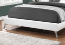 Beds Queen Bed Frame - 70'.5" x 87'.25" x 45'.25" White, Foam, Solid Wood, Leather-Look - Queen Sized Bed With Chrome Legs HomeRoots