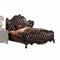 Beds Queen Bed Frame - 76" X 95" X 73" 2-Tone Dark Brown PU Cherry Oak Wood Poly Resin Upholstery Queen Bed HomeRoots