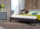 Beds Queen Size Bed - 37" Grey and Black Leatherette and Metal Queen Bed HomeRoots