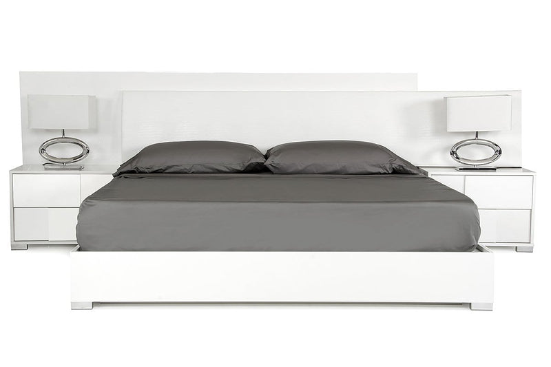 Beds Queen Size Bed - 46" White MDF and Steel Queen Bed HomeRoots