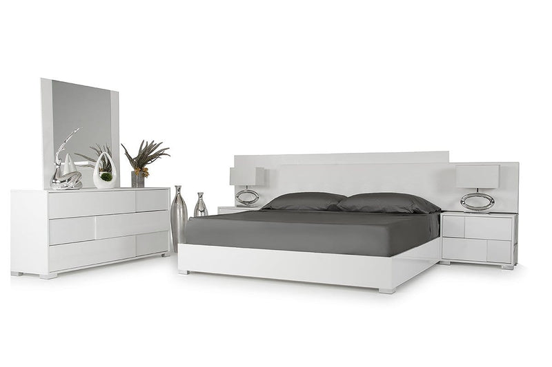 Beds Queen Size Bed - 46" White MDF and Steel Queen Bed HomeRoots