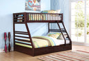 Beds Queen Size Bed - 83" X 63" X 65" Espresso Pine Wood Twin XL Over Queen Bunk Bed HomeRoots