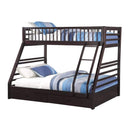 Beds Queen Size Bed - 83" X 63" X 65" Espresso Pine Wood Twin XL Over Queen Bunk Bed HomeRoots