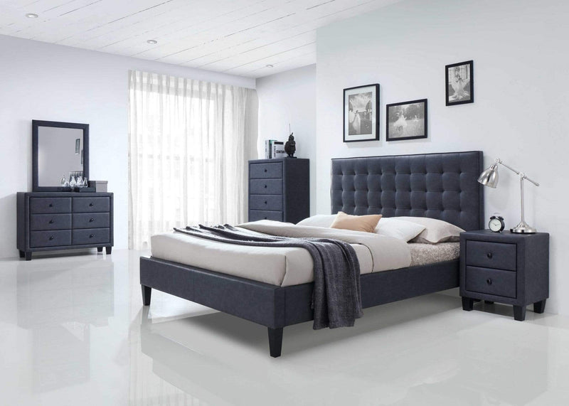 Beds Queen Size Bed - 87" x 63" x 46"H 2-Tone Gray Queen Bed HomeRoots