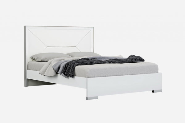 Beds Queen Size Bed Frame - 61" X 80" X 51" Gray Faux Leather & Stainless Steel Queen Bed HomeRoots