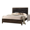 Beds Queen Size Bed Frame - 64" X 83" X 52" Black PU Walnut Wood Upholstered (HB) Queen Bed HomeRoots
