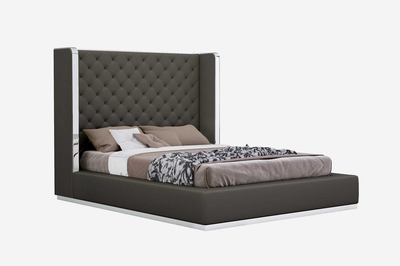 Beds Queen Size Bed Frame - 75" X 91" X 60" Dark Grey Queen Bed HomeRoots