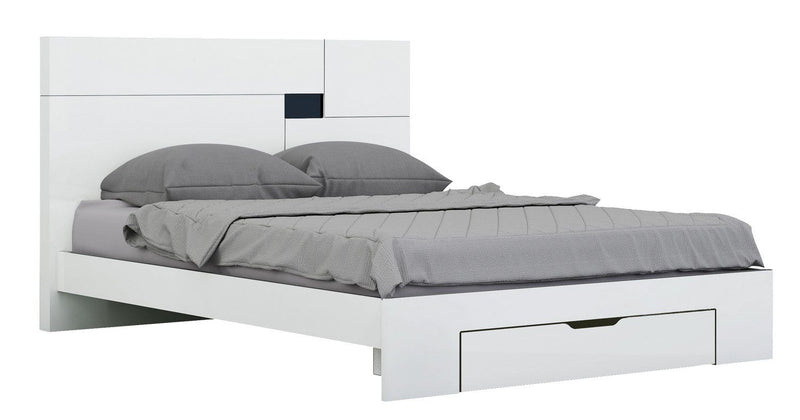 Beds Queen Sized Bed - 60'' X 80'' X 43'' Modern Queen White High Gloss Bed HomeRoots