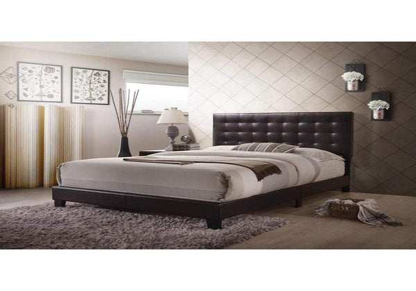 Beds Queen Sized Bed - 83" X 64" X 46" Queen Espresso Pu Bed HomeRoots