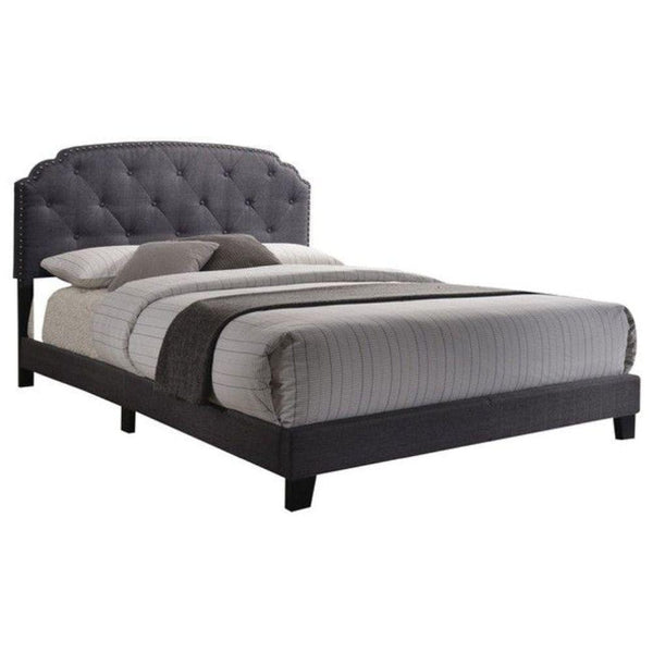 Beds Queen Sized Bed - 83" X 64" X 50" Queen Gray Fabric Bed HomeRoots